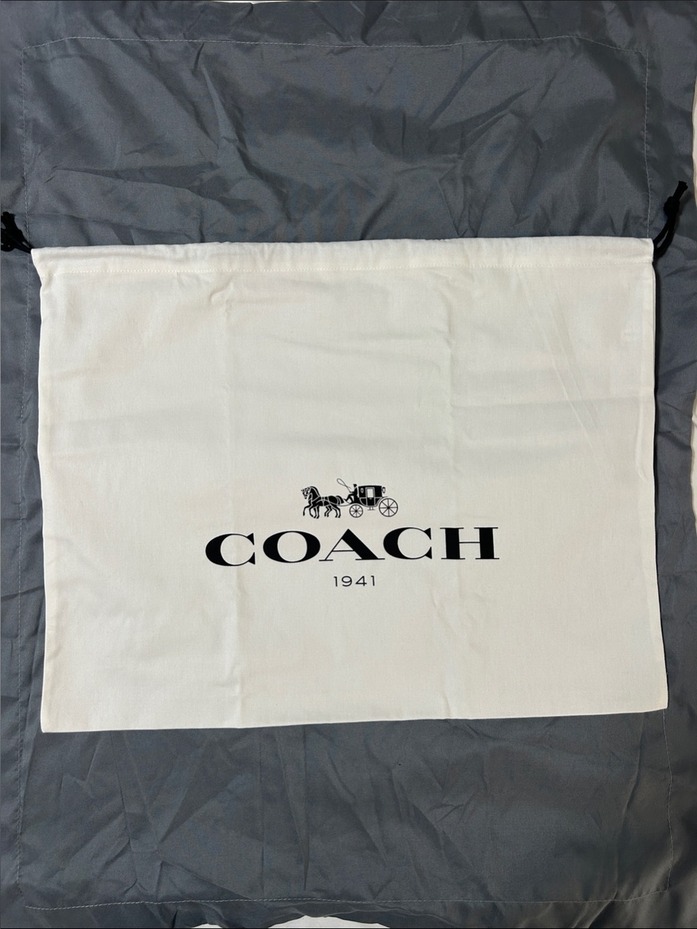 Coach White Dust Bag with Black Logo